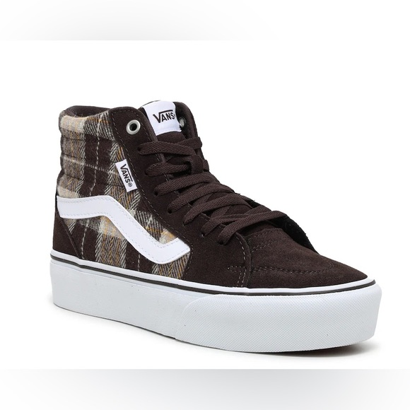 Vans Filmore brown plaid high top sneakers NWT in the box, unworn size 9.5 - Picture 1 of 10